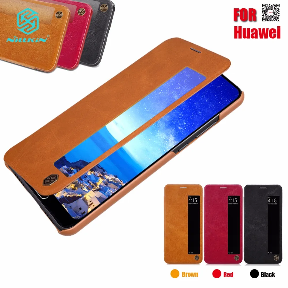 

Nillkin Qin Genuine Real Flip Leather case cover for HUAWEI P20 Pro/P20 Lite/Nova 3E with Retail Package + Free Tempered Glass
