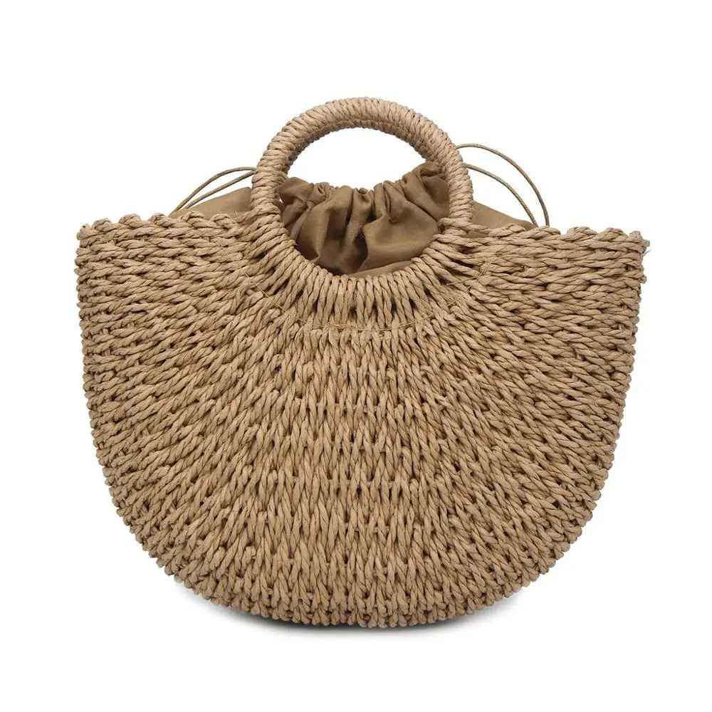 

Fashion Ladies Straw Handbag Women's Fashion Straw Woven Bag Solid Color Handbag Wild Handbag Casual Wind Girl String Handbag