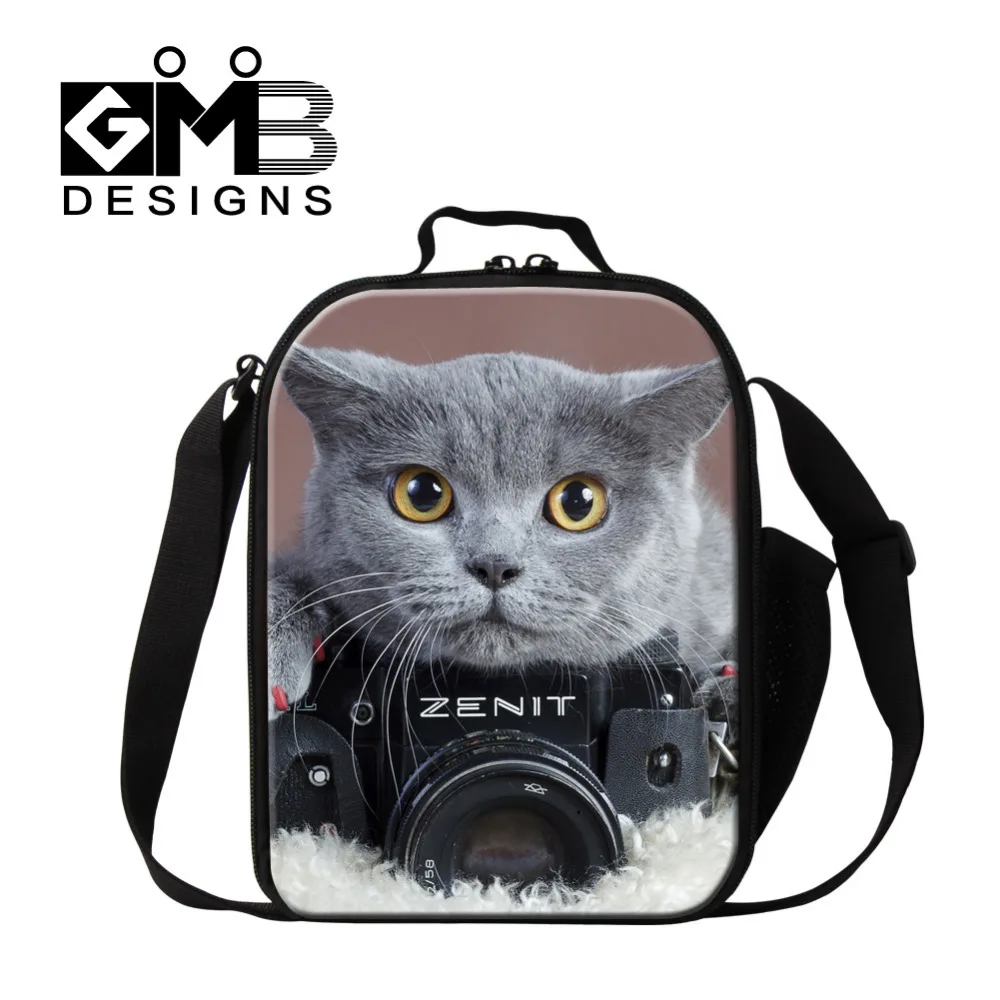 Dispalang Animal Cat Print Lunch Bag Children Thermal Lunch Box Small