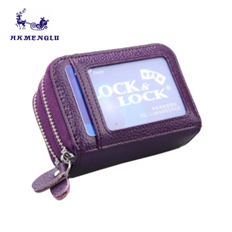 

Ladies Fashion RFID Cards Wallet Genuine Leather Women Credit Card Holder Double Zipper Women Coin Wallets Business Card Holder