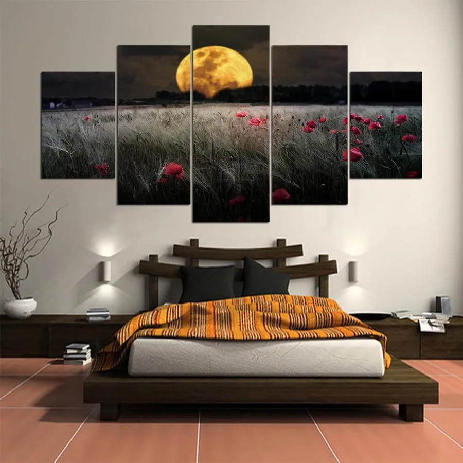 5 панельных картин JIE DO ART HD рисунок на холсте с изображением полей диких цветов