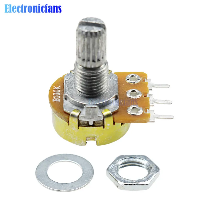 5 шт. WH148 линейный потенциометр B1K B20K B50K B100K B500K 15 мм вал с гайки шайбы 3pin WH148 B10K 6PIN