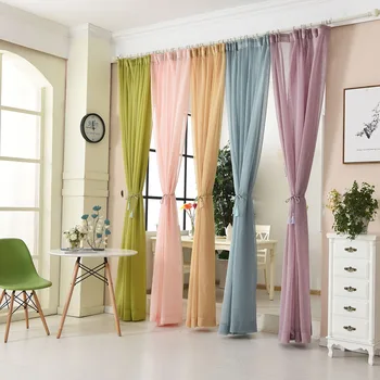 

Rustic fresh voile blind balcony window screening solid color gauze partition dolly yarn sheer curtain