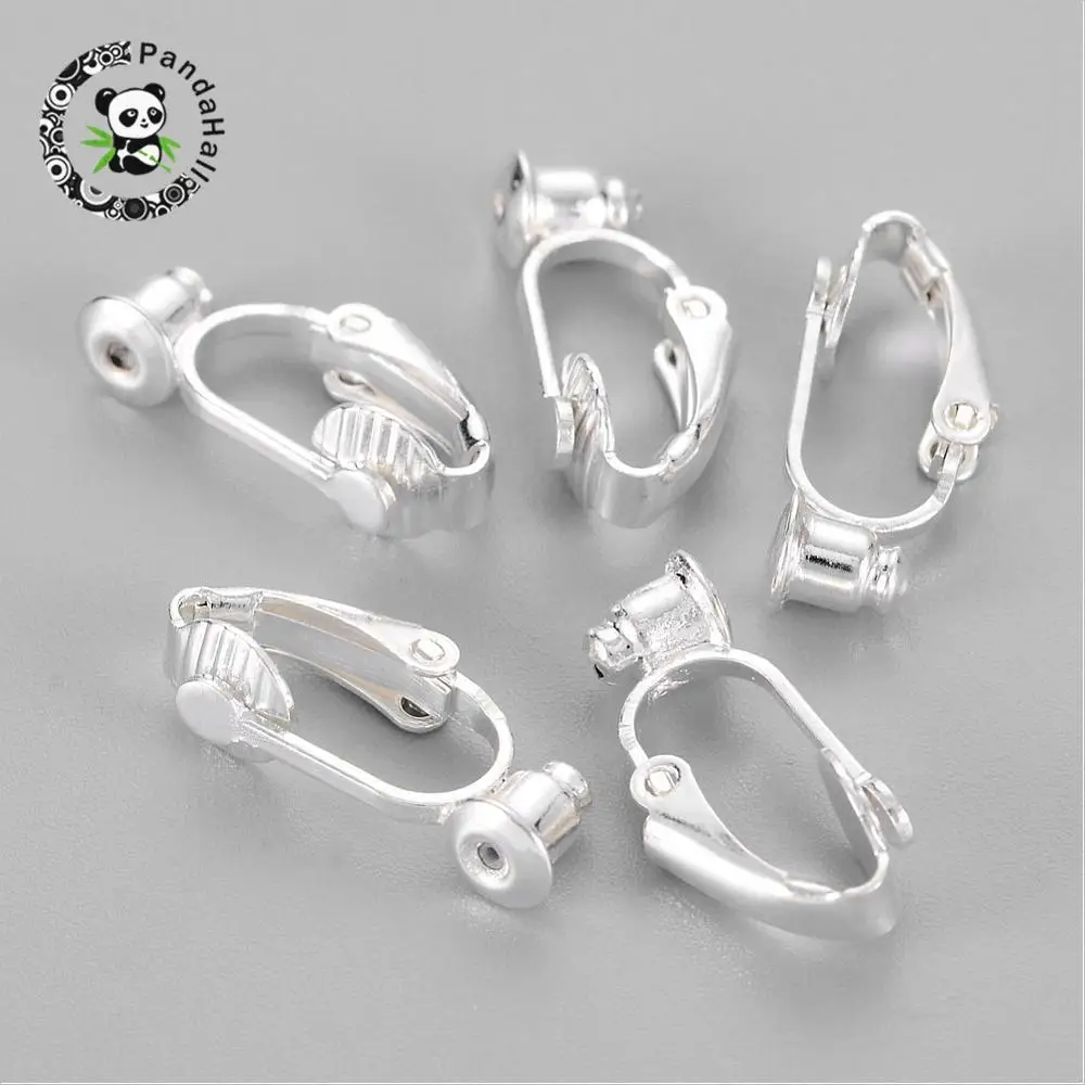 10pcs Brass Clip on Earring Findings Components Ear Clip Golden Silver