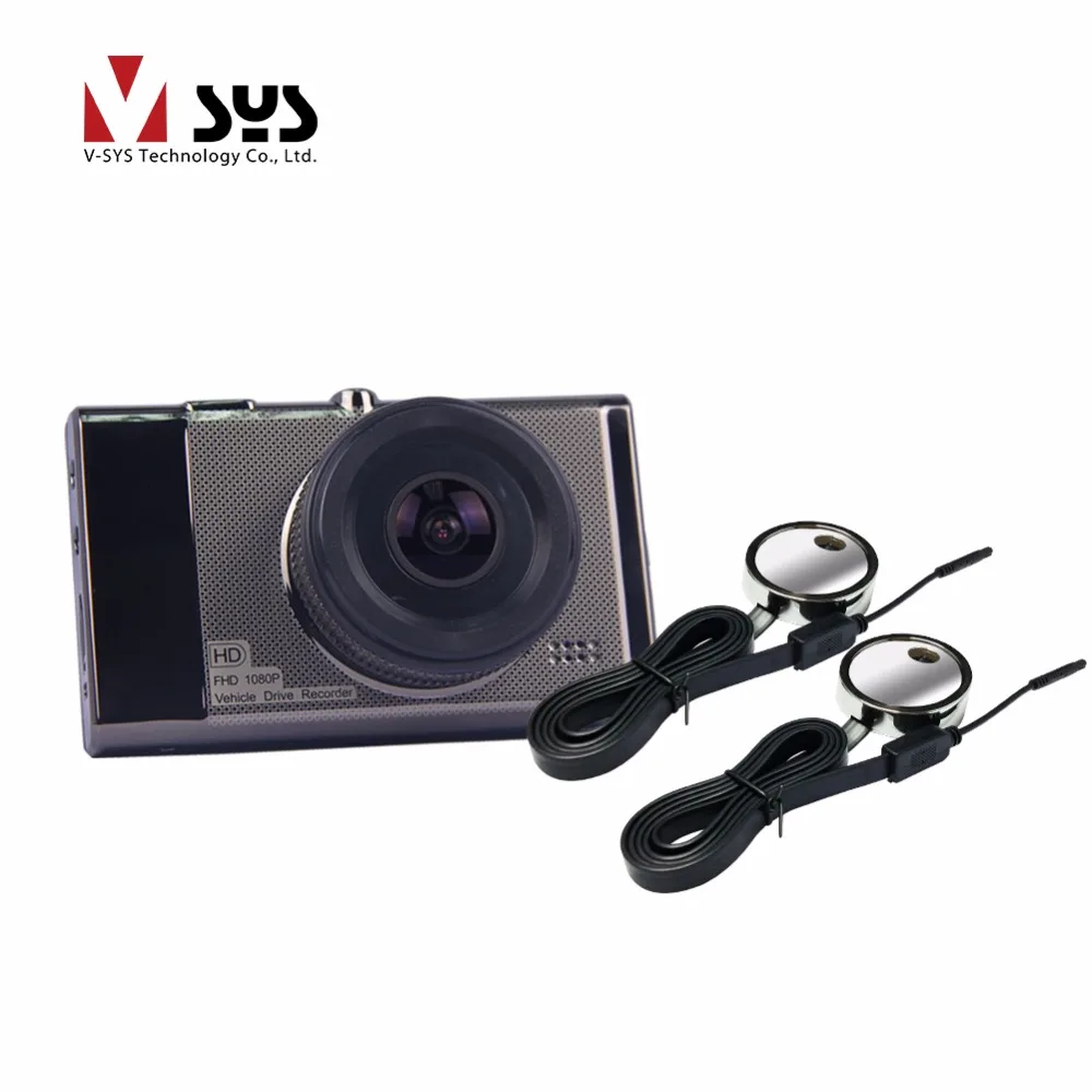 

Car camera recorder with one FHD 1080P main camera and two blind separate lens