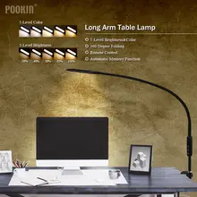Długie ramię tabeli klips lampy lampa biurowa Led biurko lampa zdalnie sterowana chroniąca oko lampa do sypialni światła Led 5-poziomowy jasności i kolor
