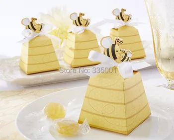 

Birthday party candy box--Cute Type "Sweet as Can Bee!" Mom and Baby Beehive Baby Shower favor box wedding box 50pcs/lot