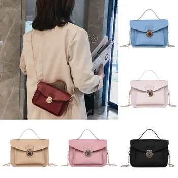 

2019 New Simple Pink Bag bolsas de mujer Women Ladies Fashion Solid Color Crossbody Messenger Handbag Totes Shoulder Bags sac #C
