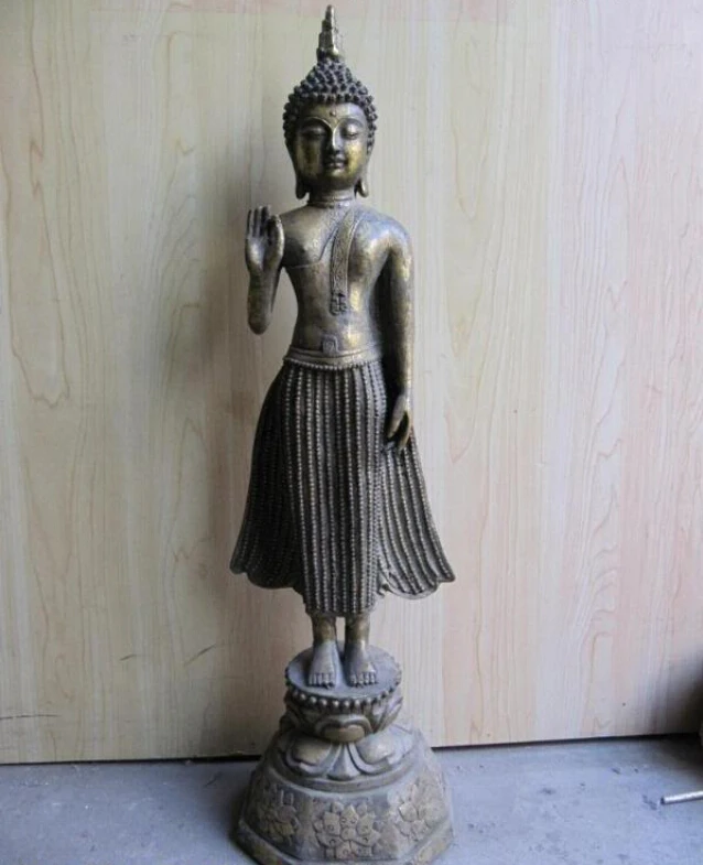 

150401 S0371 Thailand Buddhism Bronze Copper gild horrent Sakyamuni Buddha Statue