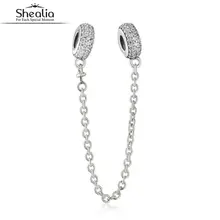 Se adapta a Pandora Original Pulseras Circón Allanar Espaciador de Los Granos Del Encanto de la Cadena de Seguridad de Inspiración 925 Accesorios de Joyería de Plata