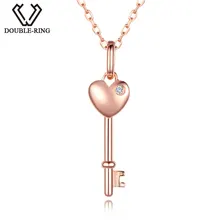 DOUBLE-R 0.02ct натуральный бриллиантовый кулон ключ Для женщин 925 серебро Цепочки и ожерелья романтический подарок настоящее Ювелирные изделия с алмазами CAP03747SA-3