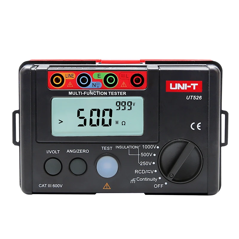 Uni T UT526 Digital Electrical Meter Insulation Resistance Tester AC DC Voltmeter/ RCD Test / Low Resistance Continuity Measure