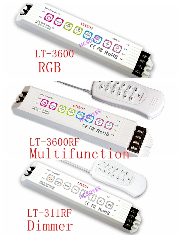 

LTECH LT-3600RF/LT-3600/LT-311RF Multifunction led RGB Controller Dimming driver MAX18A input for RGB LED Strip module DC12V-24V