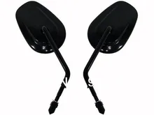 Black Oval Side Mirrors For Harley Sportster Dyna Softail Bobber Chopper 8mm