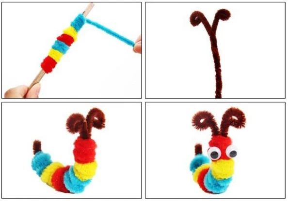 Plush Stick / Pompoms Rainbow Colors Shilly-Stick Educational DIY Toys Handmade Art Craft Creativity Devoloping Toys GYH 5