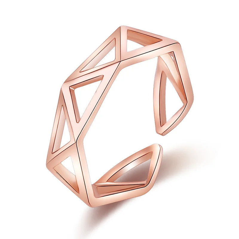 CHUKUI Geometry Hollow Polygon Triangle Open Rings For Women Creative Simple Lady Fashion Jewelry Adjustable (1)