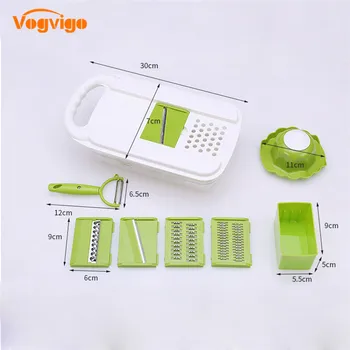 

VOGVIGO 5 Pcs Blade Mandoline Kitchen Tools Box + 1 Peeler Potato Carrot Dicer Vegetable Slicer Grater Box Vegetable Slicer
