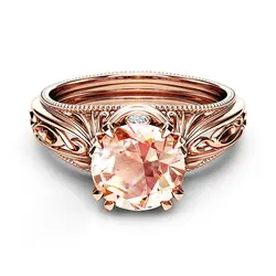 Huitan розовое золото для женщин кольцо с Solitare кубический циркон зубец Установка Свадебные Обручальное женское кольцо Сюрприз подарок для Femme