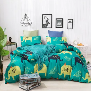 

Lovely Elephant Pattern Digital Print Bedding Set Blue Duvet Cover Set Bed Linen Duvet Cover Pillowcases Bed Set Twin Queen King