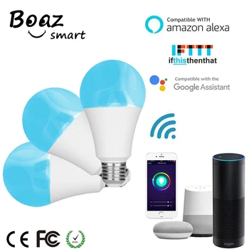 

Boaz Smart Wifi Light Bulb E27 Wifi Remote Bulb 3pcs Colorful Dimmable Smart Bulb Lamp Alexa Echo Google Home IFTTT Tuya Smart