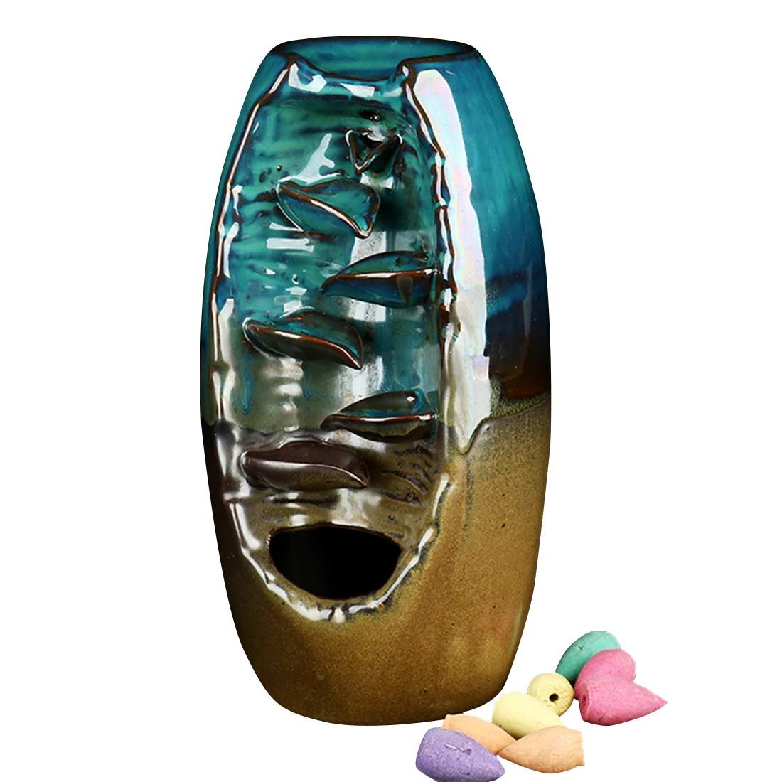 

Backflow Incense Burner Smoke Waterfall Ceramic Aromatherapy Furnace Smell Aromatic Home Office Incense Crafts Incense Holder