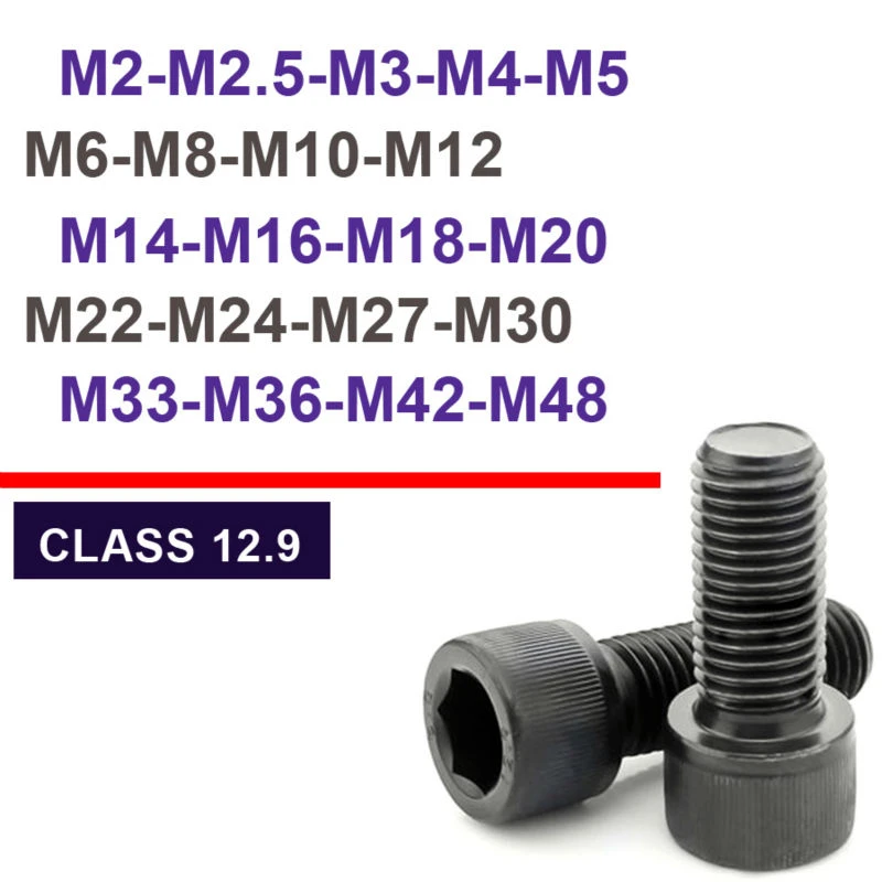 dado spesso-M10 50pcs Nero dado 12.9 dado esagonale ad alta resistenza tappo a vite M2M3M4M5M6M8M10-M36