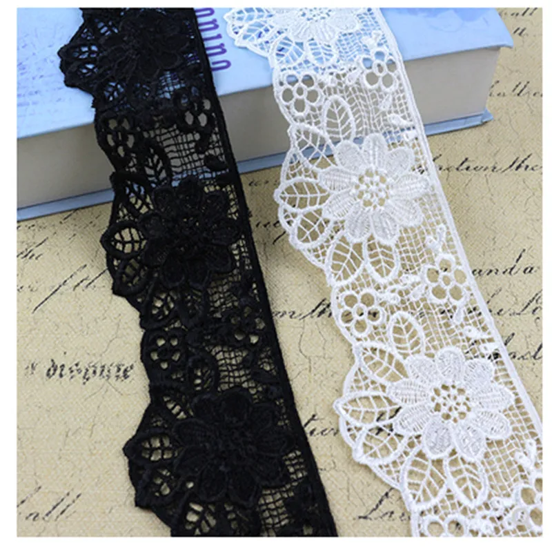 

Hollow White Micro Fiber Flower Embroidered Fabric Lace Trim Ribbon Handmade DIY Sewing On Supplies Craft For Costume Decoration