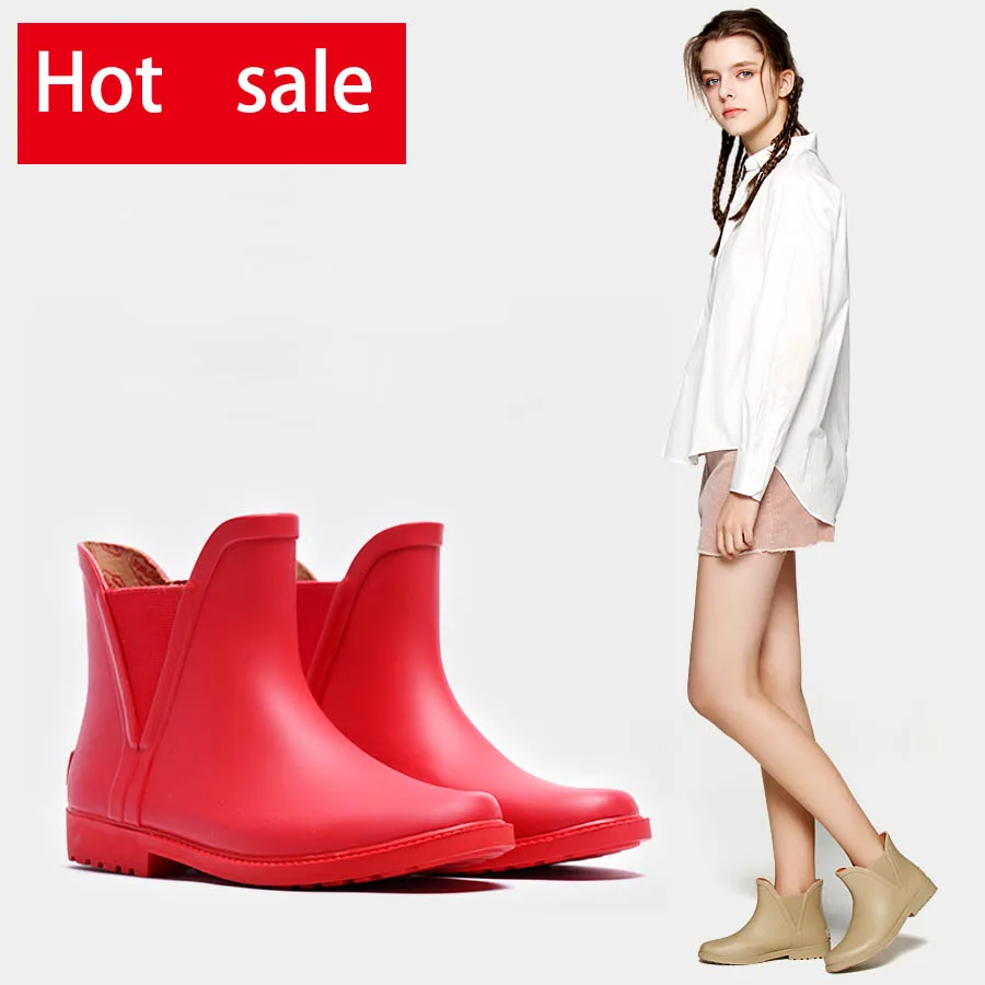 

2018 Womens middle boots Chelsea rubber rain boot rainboots fashion waterproof boots for women