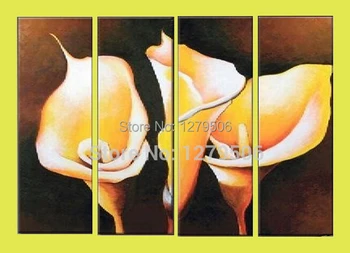 

4 Pcs/set Oil Painting On Canvas Handmade Pictures Large Wall Art Decoration Living Room Unique Gift Picture Flowers