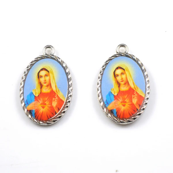 Jesus devine mercy две стороны же фото 7 католические фигуры Lourdes Guadalupe Майкл сердце Мадонна - Окраска металла: Heart Mary