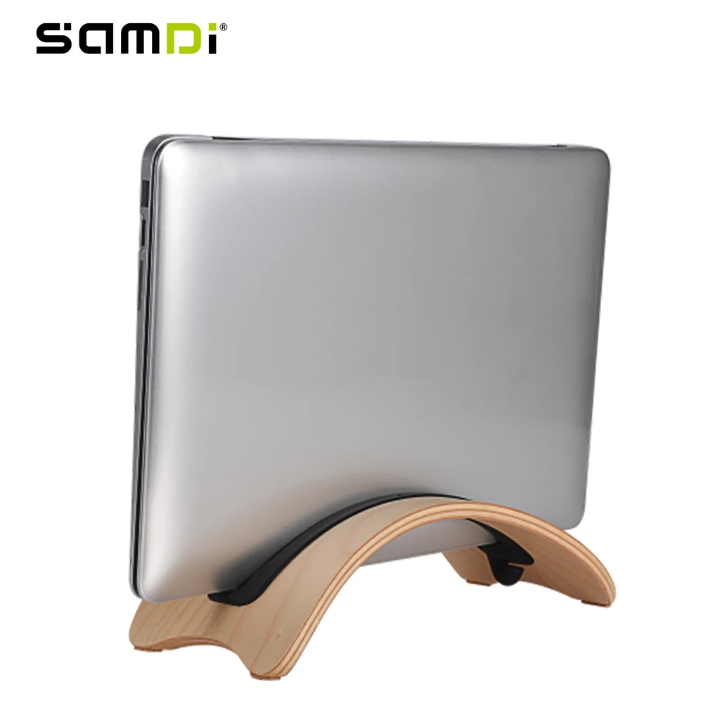 

SAMDI Laptop Stand Birch / Walnut Natural Simple Vertical Desktop Wood Notebook Wooden Holder Support For Mac Air / Pro MacBook