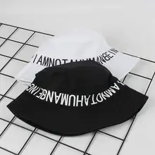 Хлопок Письмо панамка с вышивкой Рыбацкая шляпа Открытый Дорожная шляпа складной шляпы от солнца для мужчин и женщин 543