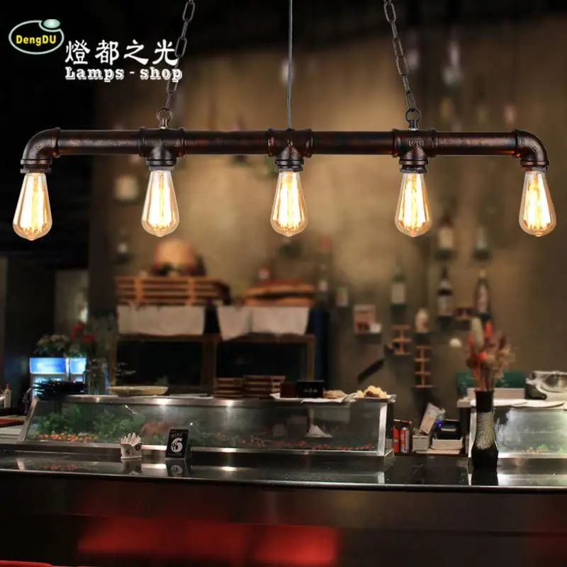 

American country retro industrial personality lamp Cafe Bar Cafe creative long lamp antique water pipe lamp
