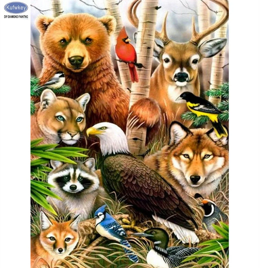 5D Diy Diamond Painting Cross Stitch animal Home Decor Full Rhinestones Mosaic Inlay Embroidery wolf painting pictures | Дом и сад