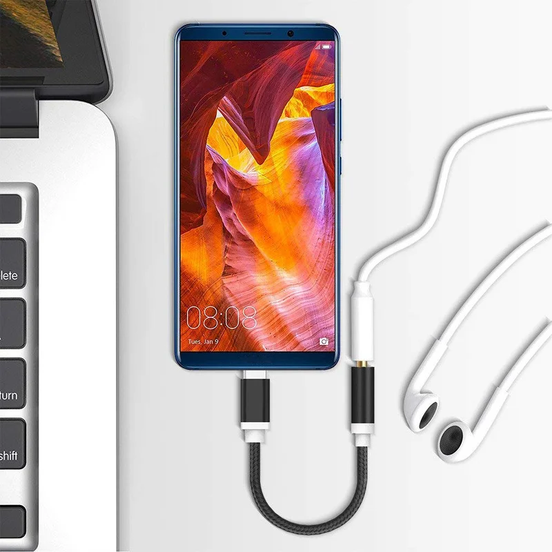 Кабель-адаптер USB-C до 3,5 мм Кабель связи для xiaomi USB кабель для xiaomi Redmi Note 5 usb type C до 3,5 мм Кабель-адаптер