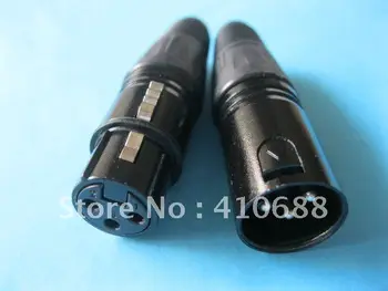 

3 pin XLR Audio Cable Connector MIC Male Plug & Female Jack Black 18 Set