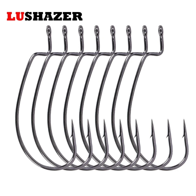LUSHAZER الكربون الصلب الصيد السنانير الرصاص الرقصة رئيس 6 أحجام 1 #2 #1/0 #2/0 #3/0 #4/0 # anzuelos اسيرو carbono شحن مجاني