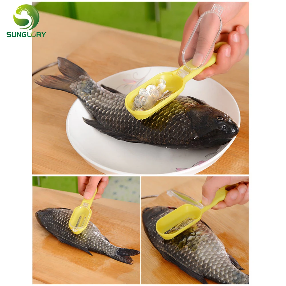 Scales Skinner Slicer Cleaning Kill Fish Scale Brush Scraper Shaver Remover Cleaner Descaler Scaler Kitchen Gadgets Fish Tools