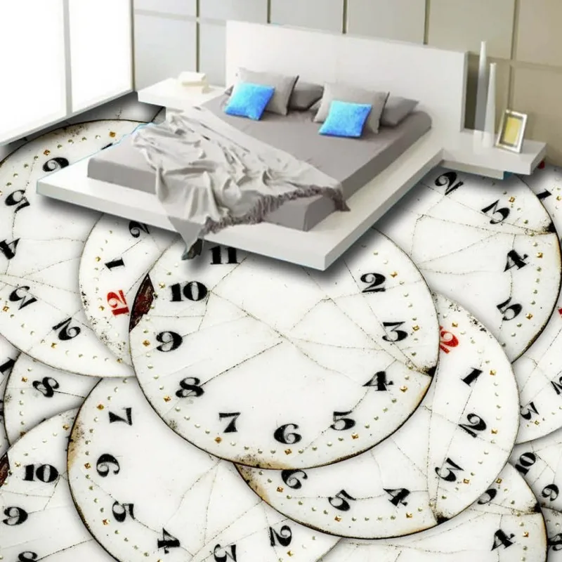 

Free Shipping 3D Clock Floor high-quality custom non-slip stereo conference mural thickened self-adhesive bathroom mural