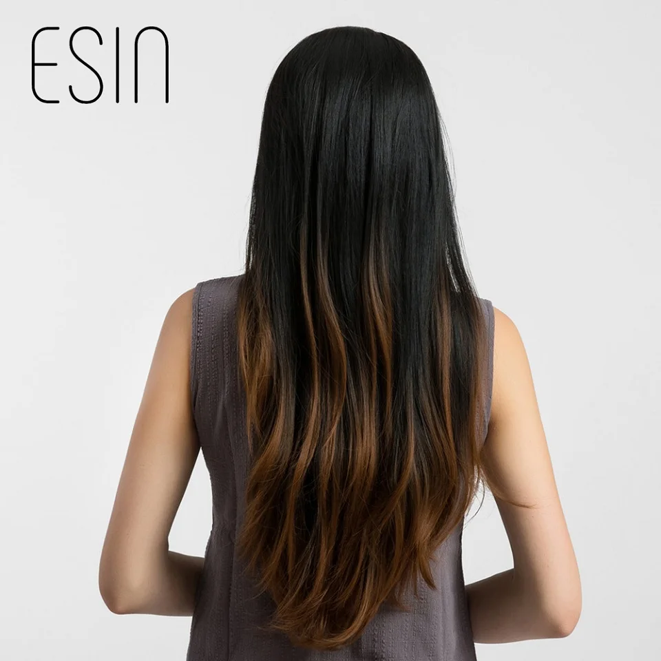 Esin 28 インチ合成かつら女性のための天然波コスプレオンブルダークブラウンの髪センター別れ髪型送料無料 Wigs For Women Wigs Free Shippingwig Wig Aliexpress