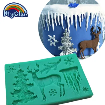 

Christmas deer cake decorating supplies chocolate mold Decorating Silicone baking Fondant candy Sugar Craft XmasCake F0810SD