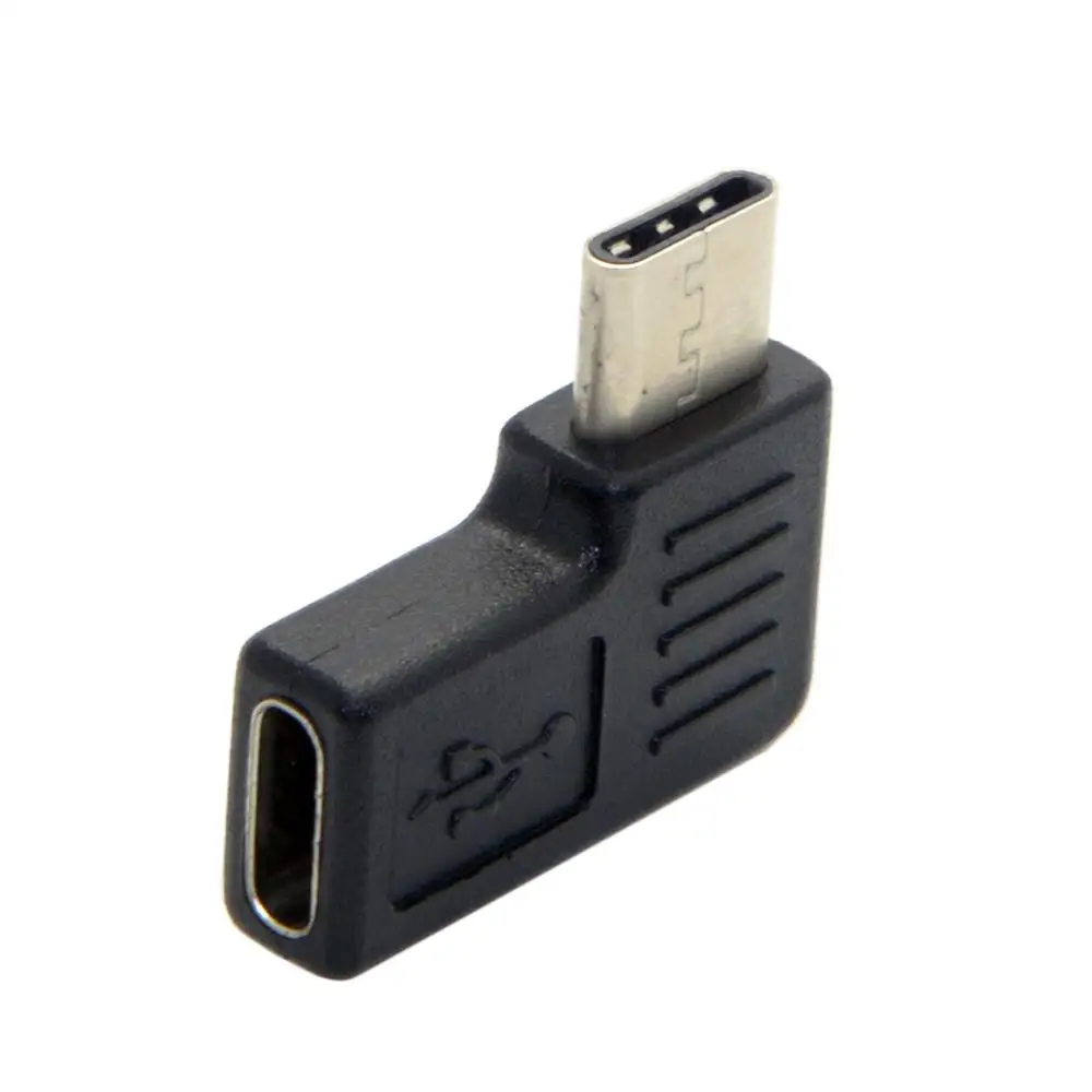 

90 Degree angled USB3.1 USB-C Type-c male to female extension adapter for macbook laptop tablet cellphone black