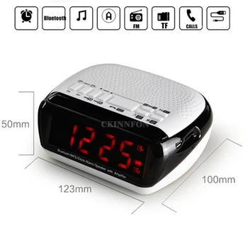

50Pcs/Lot Wireless Bluetooth LED Digital Alarm Clock Speaker Mic MP3 Player TF FM Radio Amplifier (Color: Black White)
