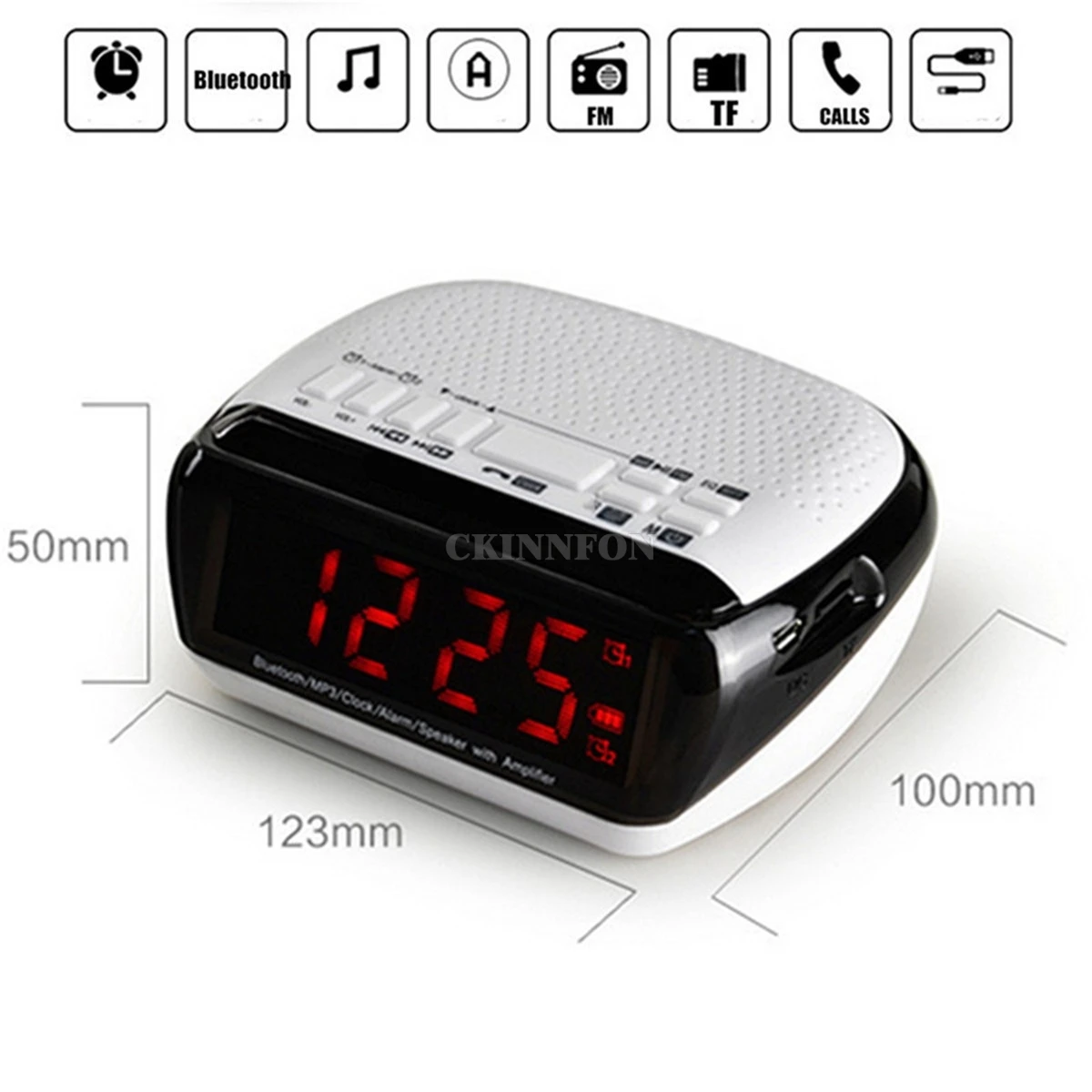 DHL 50PCS Wireless Bluetooth LED Digital Alarm Clock Speaker Mic MP3 Player TF FM Radio