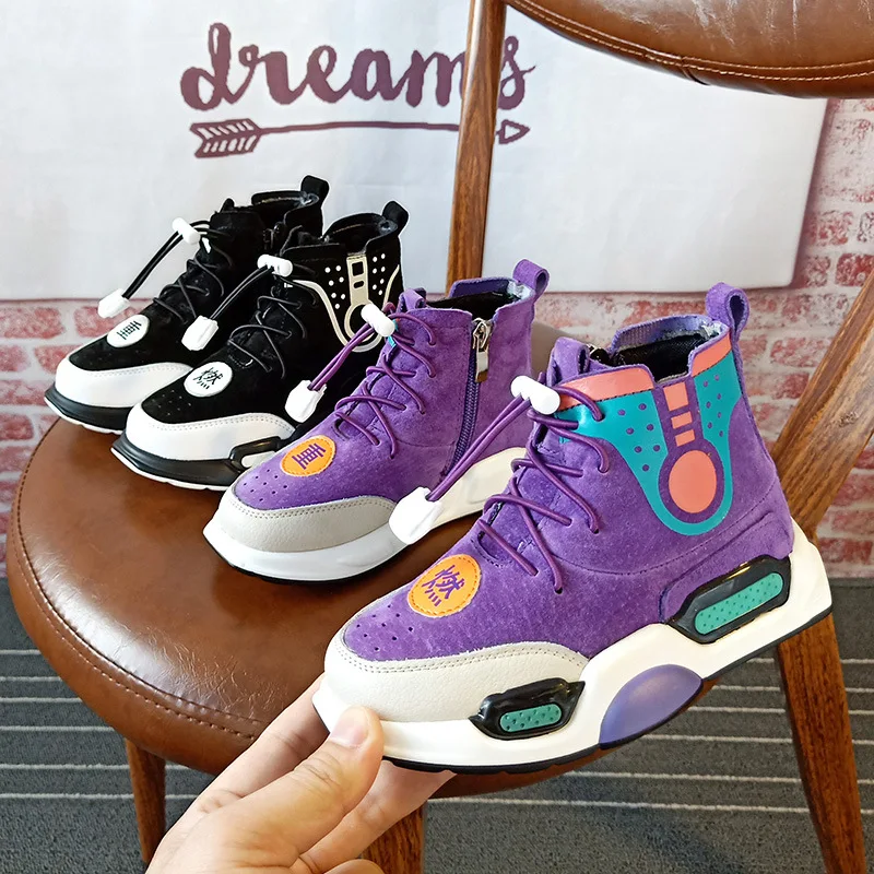High Quality High Help Vintage Suede Leather Children Casual Shoes New Fashion Patch Boys Girls Sneakers Kids Shoes High Quality High Help Vintage Suede Leather Children Casual Shoes New Fashion Patch Boys Girls Sneakers Kids Shoes