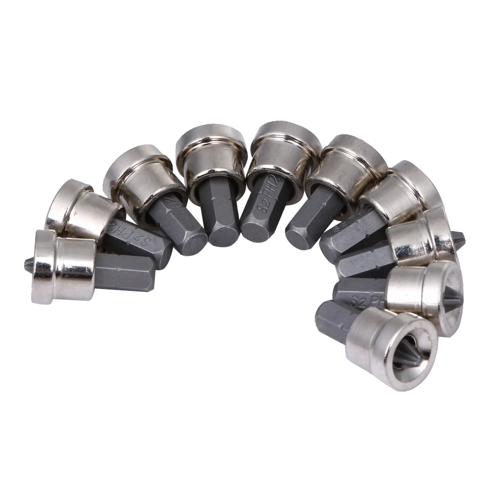 

10pcs PH2 Hex Shank Depth StopPlasterboard Screws Locating Screwdriver Bits Locator