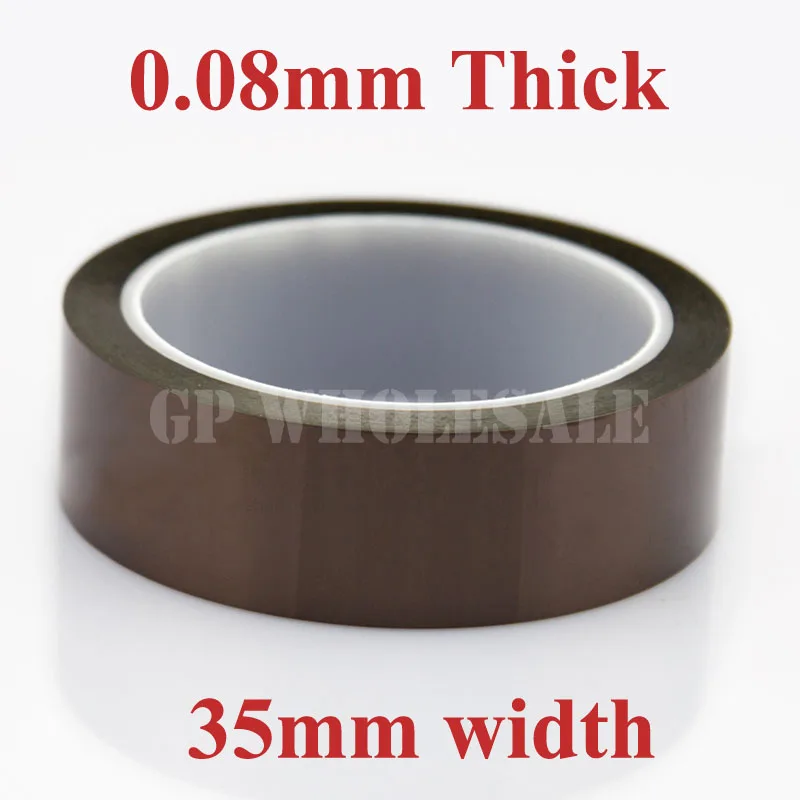 

1x 35mm*33M*0.08mm (80um) Adhesive Polyimide Film Tape Capacitance Motor Transformer Coil Insulate Tape, High Temperature Resist