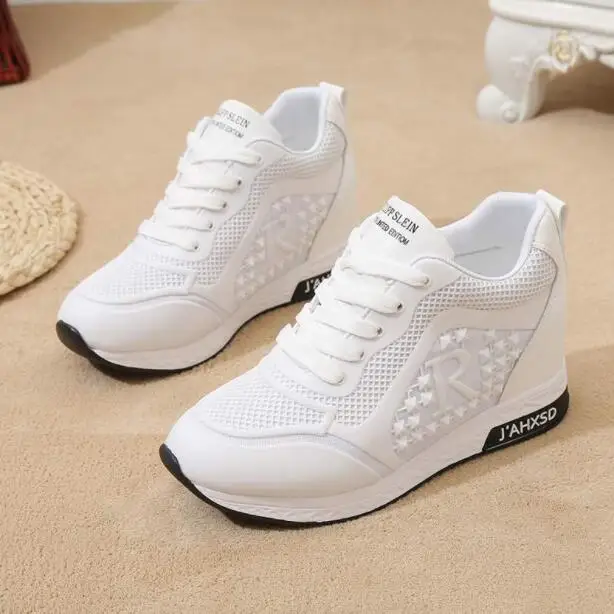 

2018 Platform Wedges Women's Sneakers Spring High Quality Mesh Breathable Increased women's shoes Casual Shoes Q130