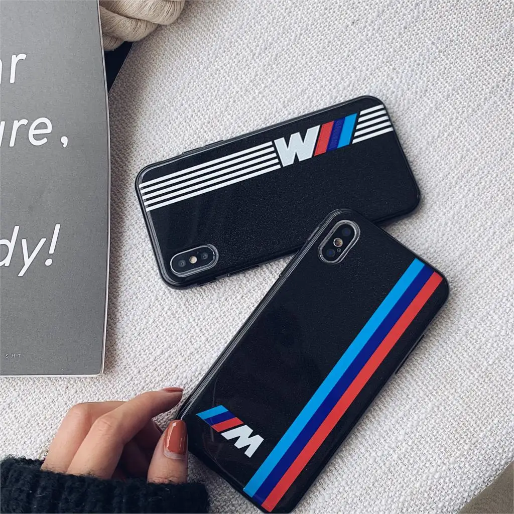 

3D Relief Glitter Funda for iphone X Case Luxury BMW Car Phone Case for iphone X XR XS Max 6 6S 7 8 Plus Cover Soft TPU Coque