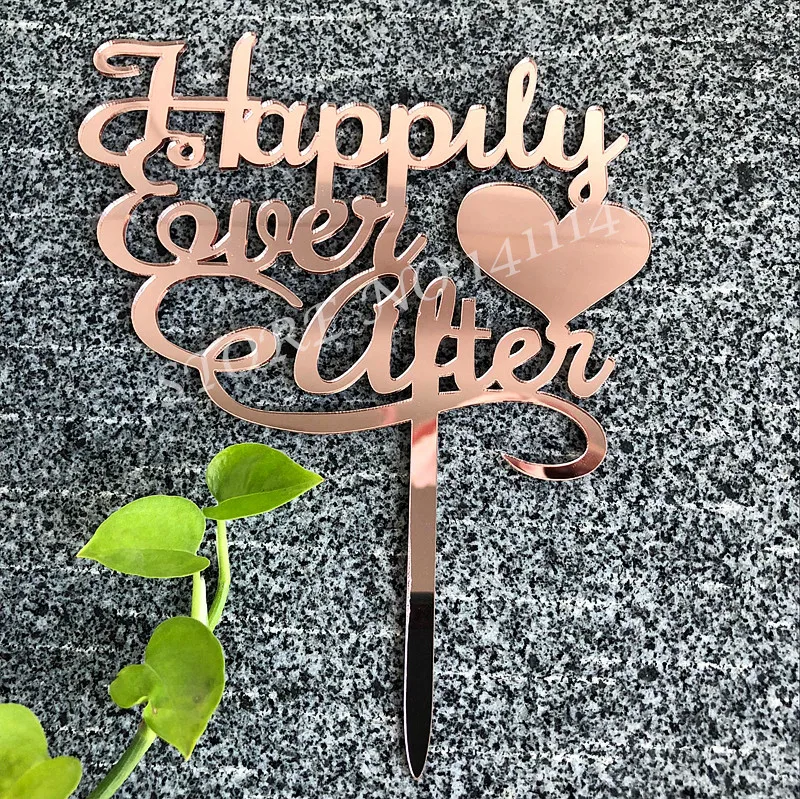 Акриловое зеркало цвета розового золота с надписью Happy Ever After | Дом и сад